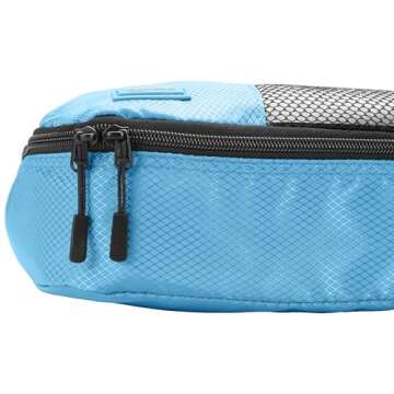 Amazon Basics 4 Piece Packing Cubes for Travel, Travel Organizer Zipper Cubes Set, Medium, Sky Blue