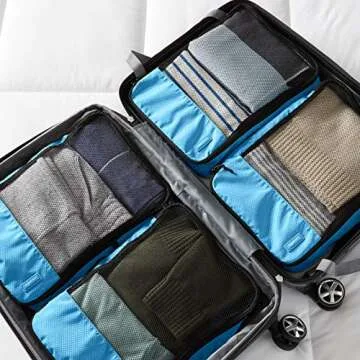 Amazon Basics 4 Piece Packing Cubes for Travel - Sky Blue