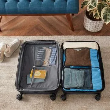 Amazon Basics 4 Piece Packing Cubes for Travel - Sky Blue