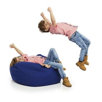 Delmach Bean Bag Chair Cover | Stuffed Animal Storage | 38" Width Extra Large | 100% Cotton Canvas | Double Stitched | Durable Zipper | Fill with Anything Soft | Beans not Included