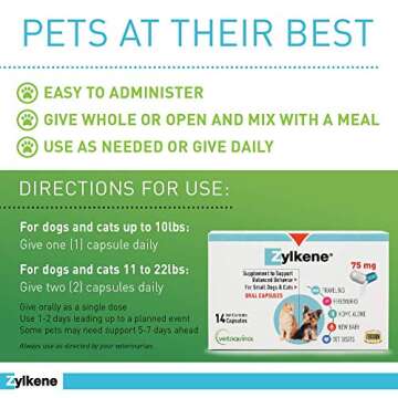 Vetoquinol Zylkene Calming Support for Pets - Natural Stress Relief