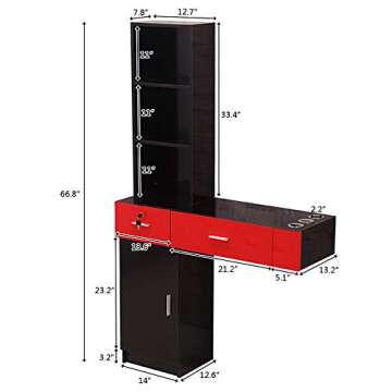 Goujxcy Hair Styling Station,Beauty Salon Spa Equipment Set Wall Mount Hair Styling Barber Station M...