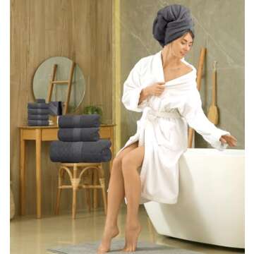 Oakias Premium Towel Set 600 GSM 8 Piece Grey - 100% Ring Spun Cotton Highly Absorbent Towels Set - Super Soft Bathroom Towel Set - Hotel Quality Double Stitched Hem - Ideal for Hotels, Spa, Gyms