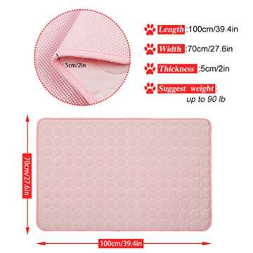 BiBOSS Pet Cooling Mat for Dog Cat Washable Cooling Pad, Reusable Ice Silk Dog Self Cooling Mat, Pet Sleeping Pad Blanket for Pet Beds Kennels Couches Sofa Floors Car Seats (XL: 40×28in, 2021-Pink)
