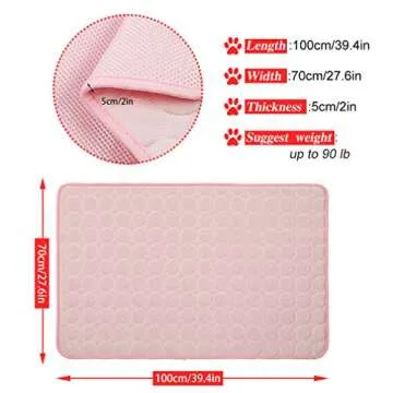 BiBOSS Pet Cooling Mat for Dog Cat Washable Cooling Pad, Reusable Ice Silk Dog Self Cooling Mat, Pet Sleeping Pad Blanket for Pet Beds Kennels Couches Sofa Floors Car Seats (XL: 40×28in, 2021-Pink)