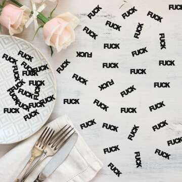 ShuanQ 120pcs Fuck Confetti - Black Glitter Fuck Sign Table Decoration Scatters - Funny Birthday Wedding Bachelorette Party Decorations - Divorced/Single AF Decorative Confetti