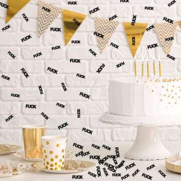ShuanQ 120pcs Fuck Confetti - Black Glitter Fuck Sign Table Decoration Scatters - Funny Birthday Wedding Bachelorette Party Decorations - Divorced/Single AF Decorative Confetti