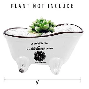 Originalidad French Country Style Bathtub Flower Pot, White Porcelain Vintage Flower Pot Planter, Bathtub Succulent Planter, Ideal for Small Succulent, Soap Dish, Home Decor (Set of 2)
