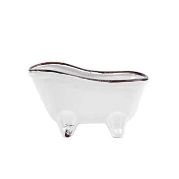 Originalidad French Country Style Bathtub Flower Pot, White Porcelain Vintage Flower Pot Planter, Bathtub Succulent Planter, Ideal for Small Succulent, Soap Dish, Home Decor (Set of 2)