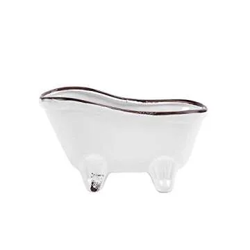 Originalidad French Country Style Bathtub Flower Pot, White Porcelain Vintage Flower Pot Planter, Bathtub Succulent Planter, Ideal for Small Succulent, Soap Dish, Home Decor (Set of 2)