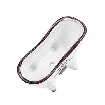 Originalidad French Country Style Bathtub Flower Pot, White Porcelain Vintage Flower Pot Planter, Bathtub Succulent Planter, Ideal for Small Succulent, Soap Dish, Home Decor (Set of 2)