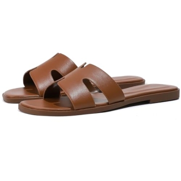 Stratuxx Kaze Open Toe Flat Dress Sandals Womens Slide Sandals Black, White, Tan Sandals for Women