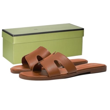 Stratuxx Kaze Open Toe Flat Dress Sandals Womens Slide Sandals Black, White, Tan Sandals for Women