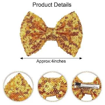 CÉLLOT Party Festival Baby Girls Sparkling Bows Clips 30PCS Glitter Sequins 4" Hair Bows Alligator Hair Clips for Girls Baby Children Toddlers