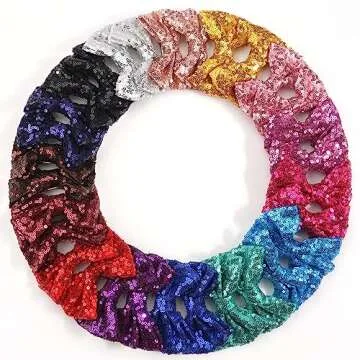 CÉLLOT Party Festival Baby Girls Sparkling Bows Clips 30PCS Glitter Sequins 4" Hair Bows Alligator Hair Clips for Girls Baby Children Toddlers