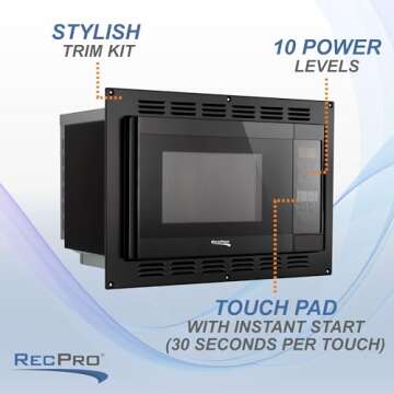 RecPro RV Convection Microwave Black 1.1 Cu. ft | 120V | Microwave | Appliances | Direct Replacement for High Pointe and Greystone