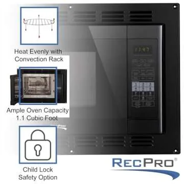 RecPro RV Convection Microwave Black 1.1 Cu. ft | 120V | Microwave | Appliances | Direct Replacement for High Pointe and Greystone