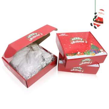 Aokia Outdoor Christmas Decorations, Christmas Home Lawn Decor, Christmas Lights Gift Box, 60 LED Pre-lit Tinsel Present Box with Bowknot (Red Green Yellow) for Christmas Tree, Yard, Indoor, Patio