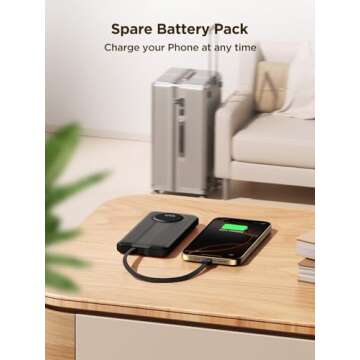 Aioneus 10000mAh Portable Charger with Built-In Cables