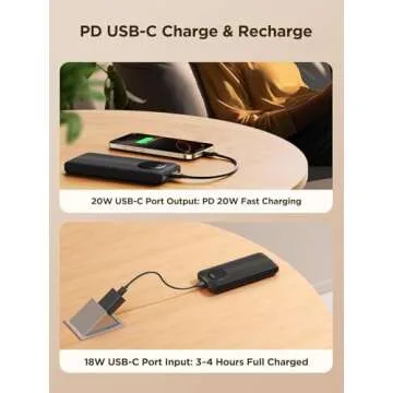 Aioneus 10000mAh Portable Charger with Built-In Cables