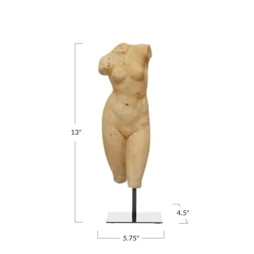 Creative Co-Op Resin Female Body Figure on Metal Stand