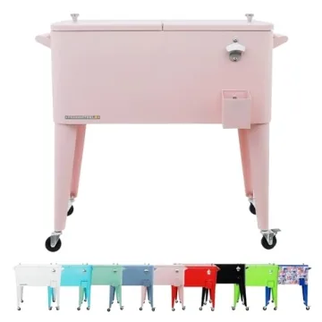Permasteel 80-Qt Classic Outdoor Patio Cooler | Stylish Beverage Cooler with Wheels & Retro Design