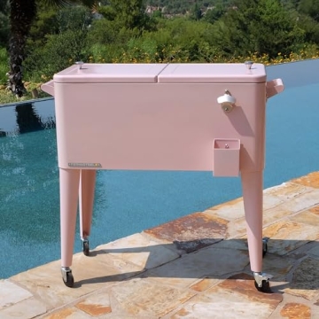 Permasteel 80-Qt Retro Outdoor Patio Cooler in Pink