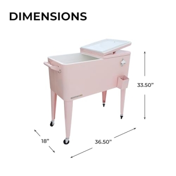 Permasteel 80-Qt Retro Outdoor Patio Cooler in Pink