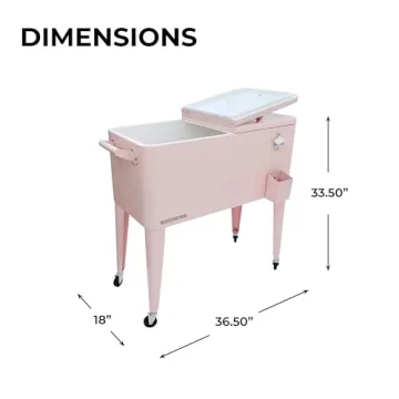 Permasteel 80-Qt Retro Outdoor Patio Cooler in Pink