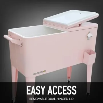 Permasteel 80-Qt Retro Outdoor Patio Cooler in Pink