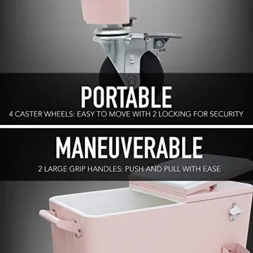 Permasteel 80-Qt Retro Outdoor Patio Cooler in Pink