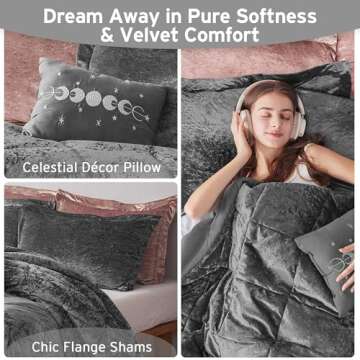 Urban Habitat Twin Comforter Set, Velvet Comforter Set, Luxury Diamond Quilting Comforter Set, Fluffy Comforter Bed Set with Decorative Pillowand 1 Sham, 3 Piece Grey, Twin/Twin XL