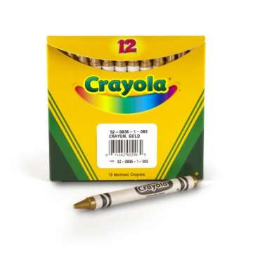 Crayola Crayons, Gold, Single Color Crayon Refill, 12 Count Bulk Crayons, School Supplies