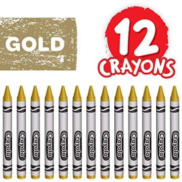 Crayola Crayons, Gold, Single Color Crayon Refill, 12 Count Bulk Crayons, School Supplies