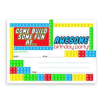 POP parties Building Block LARGE Invitations - 10 Invitations 10 Envelopes