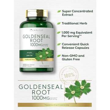 Carlyle Goldenseal Root Capsules 1000mg - 200 Count