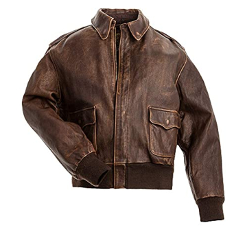 Men’s A-2 Aviator Leather Jacket - Premium Distressed Brown Flight Bomber