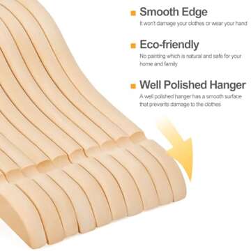 TOPIA HANGER Unfinished/Natural Kids Children Baby Wood Wooden Clothes Dress Shirt Hangers with No Painting - 360°Stronger Flexible Hook- Extra Smoothly Cut Notches, 10 Pack CT09N