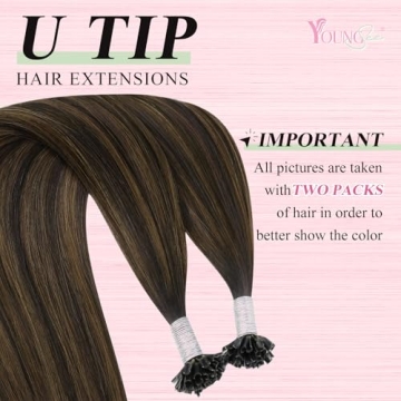 YoungSee K Tip Hair Extensions Real Human Hair U Tip Extensions 18In Balayage - Quality and Versatil...