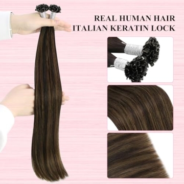 YoungSee Real Human Hair U Tip Extensions 18In Balayage