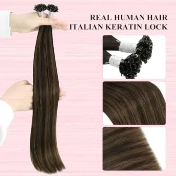 YoungSee Real Human Hair U Tip Extensions 18In Balayage