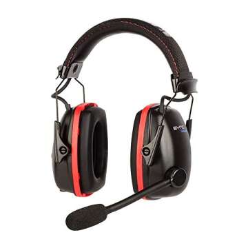 Honeywell Retail Sync Wireless Earmuff with Bluetooth 4.1 (RWS-53016), Black With Red Accents