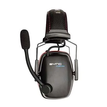 Honeywell Retail Sync Wireless Earmuff with Bluetooth 4.1 (RWS-53016), Black With Red Accents