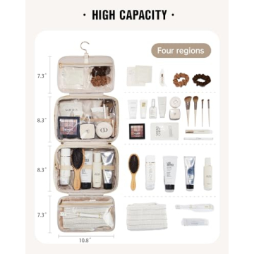 EACHY Toiletry Bag: Waterproof Makeup Organizer with Hook