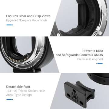 JJC EF-EOS R Metal Auto Focus Lens Mount Adapter Converter for Canon Sigma Tamron EF EF-S Lens to Canon EOS R8 R50 R100 R6 II R5 II R RP R3 R7 R10 RF Mount Camera,with 1/4"-20 & Arca-Swiss Tripod Foot