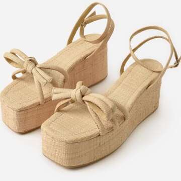 ZIXSAA Raffia Wedge Sandals for Women - Stylish Comfort