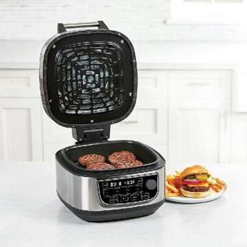 PowerXL Grill Air Fryer Combo Plus 6 QT 12-in-1 Indoor Slow Cooker, Roast, Bake, 1550-Watts, Stainless Steel Finish