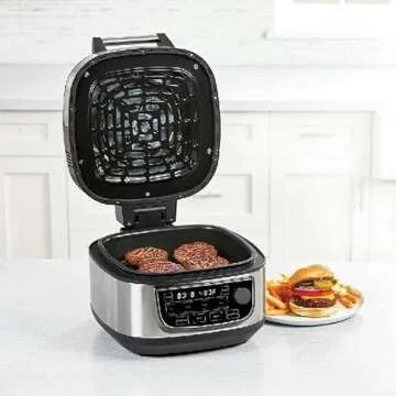 PowerXL Grill Air Fryer Combo Plus 6 QT 12-in-1 Indoor Slow Cooker, Roast, Bake, 1550-Watts, Stainless Steel Finish