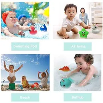 Jomyfant Bath Toys (8 Packs Rubber Animals Toys) Light Up Floating Rubber Toys Flashing Color Changing Light in Water Bathtub Shower Games Toys for Baby Kids Toddler Child …