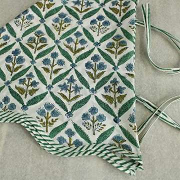 Ridhi Christmas Tree Skirt Floral Block Print Nature Color Christmas Tree Skirt in Cotton, Decoration for Xmas Home Holiday Seasonal Decors (Sea Green, 60 Inch or 152.4 cms)